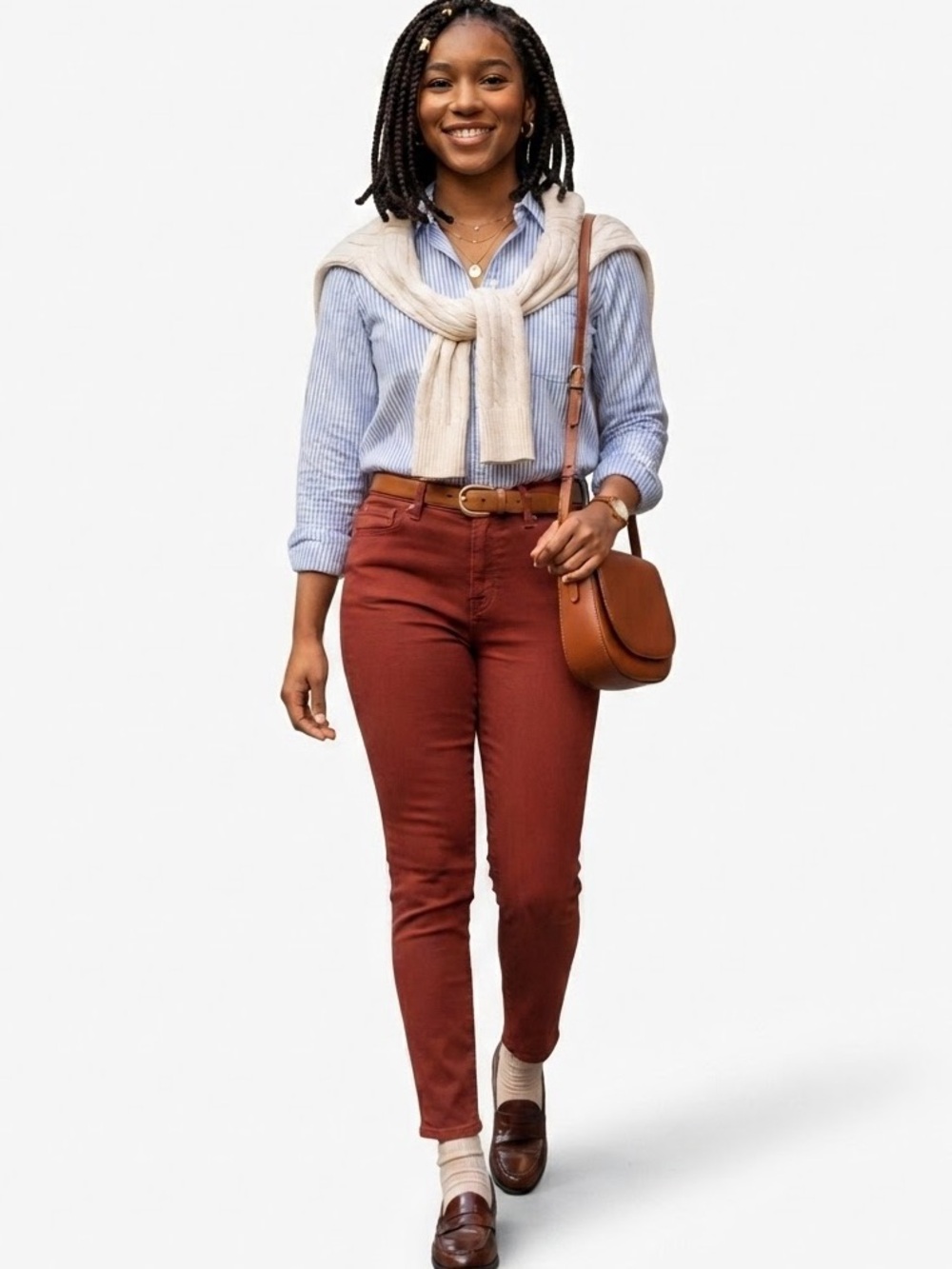 Seven7 Tummyless High Rise Skinny Jeans Rust Red Stretch Size 10 Preppy Chic